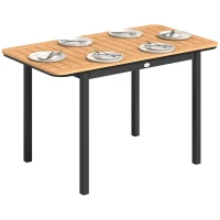 Outsunny Table de Jardin 6 Personnes Rectangulaire en Bois Composite Cadre en Métal et Plateau à Lattes 127x70cm Marron(m-11)
