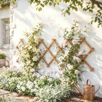 Outsunny Enrejado de Jardín de Madera Extensible Soporte para Plantas Trepadoras Rosas y Parra 180x60 cm Marrón Claro(m-2)