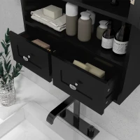 kleankin Armario de Baño de Pared Armario Colgante Mueble Suspendido de Baño con 2 Puertas y 2 Cajones 50,8x17,8x66 cm Negro(m-7)