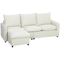 Set Canapea 3 Locuri, HOMCOM, Leathaire, 212x125x84cm, Crem(m-12)