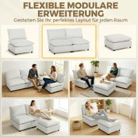 HOMCOM 2-Sitzer-Sofa, 146 cm Kunstleder-Modularsofa mit breiter und tiefer Sitzfläche, dicken Kissen, einfache Montage, Grau(m-4)