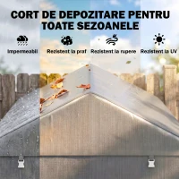 Outsunny Adăpost pentru unelte și cort garaj pentru biciclete și motociclete cu acoperire anti-UV, 1.6x2m, gri deschis(m-4)