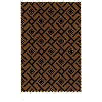Outsunny Plastic Straw Reversible RV Outdoor Rug with LED String Light, 182 x 274cm, Brown and Black(m-1)