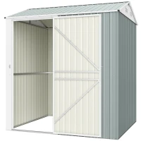 Outsunny Metall Gerätehaus 3,5 m², Hoher Abschließbar Geräteschuppen mit Sattedach Lüftungen Handschuhen, 209 x 177 x 236 cm(m-11)