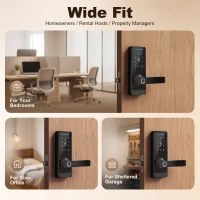 HOMCOM Smart Door Lock, 5-in-1 (Fingerprint/Passcode/Bluetooth APP/NFC Card/Key), Built-in Doorbell, Keyless Electronic Lock(m-8)