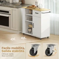 HOMCOM Mobile Cucina con Cassetto, Armadietto e Ripiano Regolabile, Bianco(m-6)