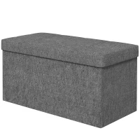 HOMCOM Bancă pliabilă de depozitare de 84L, capac tapițat și acoperită cu material textil, 76x38x38cm, gri închis(m-12)