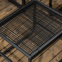 Outsunny 10 Seater Rattan Cube Garden Furniture Set, Rattan Dining Set with Cushions, Outdoor Dining Table and Chairs with 6 Armchairs, 4 Stools, Rectangular Wood Grain Plastic Top Table, Black(m-9)