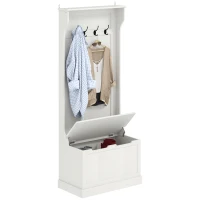 HOMCOM Móvel de Entrada com Cabide, Banco e Arrumação Branco Moderno 71,5x39,5x170 cm(m-11)