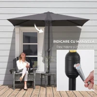 Outsunny - Umbrelă de perete în formă de semilună, economisitoare de spațiu, cu deschidere prin manivelă, gri(m-8)