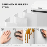 HOMCOM 48L Stainless Steel Sensor Bin - White(m-5)