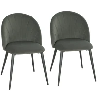 HOMCOM Armless Esszimmerstühle mit geschwungener Rückenlehne, Samt-Optik Akzentstühle für Küche, Wohnzimmer, Gästezimmer, Grau(m-1)