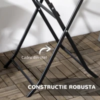 Outsunny Masă de Grădină Rotundă și Pliabilă din Oțel și HDPE, Ø60x73 cm, Gri Închis(m-6)
