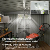 Outsunny Magazie pentru Unelte din Oțel Galvanizat cu 2 Uși, 246x117x180 cm, Gri Deschis(m-4)