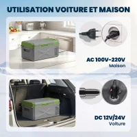 Outsunny Glacière électrique portable 16,3L, réfrigérateur de voiture portable congélateur et réfrigérateur 12/24V gris(m-5)