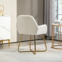 HOMCOM Modern Arm Chair Upholstered Accent Chair with Metal Base for Living Room Cream White(m-7)