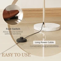 HOMCOM Floor Lamp for Living Room, Modern Standing Lamp with Shade & Foot Switch for Bedroom, Office, White(m-5)