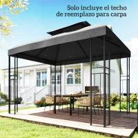 Outsunny Toldo de Recambio 4x3 m con Techo Doble Orificios de Drenaje y Protección UV Solo Toldo NO Incluye Marco Gris Oscuro(m-8)