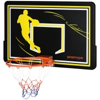 SPORTNOW Panier de basket mural panier de basket extérieur panneau incassable filet anti-déchirure 110 x 90 x 70 cm noir(m-11)