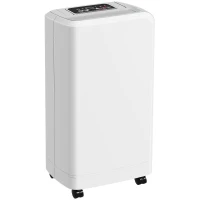 HOMCOM Deumidificatore Portatile Touch da 12L con Tubo di Scarico, Timer e Filtro, in ABS, 28x18x50.6 cm, Bianco(m-11)