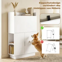 HOMCOM Computerschreibtisch Klappschreibtisch mit Regalen und Schrank für das Homeoffice, 128 cm hoch, Weiß(m-7)