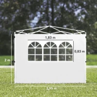 Outsunny Parois latérales pour tonnelle 3 x 3 m panneaux pour pavillon avec fenêtre lot de 2 tissu Oxford blanc(m-3)