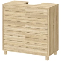 HOMCOM Mueble Bajo Lavabo con Estante Ajustable Puertas de Listones y Apertura por Presión para Lavabo con Pedestal o Pared(m-11)