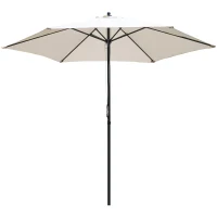 Outsunny 2.8m Garden Parasol Umbrella, Round Outdoor Market Table Umbrella Sun Shade Canopy, Off-White(m-10)