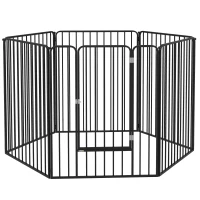 PawHut Țarc pentru Câini Mari cu 6 Panouri Modulabile din Oțel, 164x83x100 cm, Negru(m-1)
