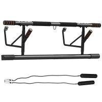 SPORTNOW Barre de traction barre traction porte avec bandes de résistance poignées rembourrées 100 x 43 x 27 cm noir(m-11)