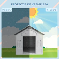 PawHut Cușcă impermeabilă din PP pentru câini, cu acoperiș înclinat și ușă de intrare, 65x75,7x63 cm, gri(m-4)