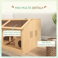 PawHut Cusca din Lemn pentru Hamsteri, Finisaj Lemn Natur(m-6)