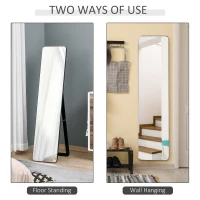 HOMCOM Full Length Mirror, 156 x 37 cm Rectangular Full Body Mirror with Stand, Floor Standing, Hanging or Leaning Against Wall for Bedroom Cloakroom, Black(m-4)