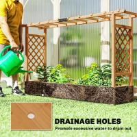 Outsunny Raised Planter with Trellis, Wooden Raised Bed for Garden with Hanging Roof and Drainage Holes, Outdoor Planter Box(m-6)