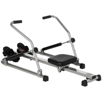 HOMCOM Rameur Pliable 3 Niveaux Résistance LCD Noir Gris