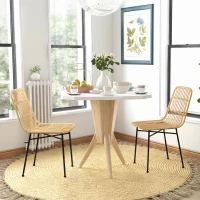 HOMCOM Set 2 Scaune pentru Bucătărie și Living, Stil Boho, din Ratan PE și Oțel, 45x57x83 cm, Galben(m-7)