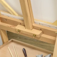 Vinsetto Cavalletto da Pittore ad Altezza Regolabile con Cassetto, in Legno di Faggio, 43.5x43x150-190 cm(m-9)