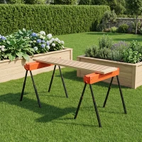 HOMCOM Lot de 2 Tréteaux Pliables en Métal, Charge Max. 500 kg, Tréteaux Portables, Hauteur Réglable 71-85,5cm, Orange(m-11)