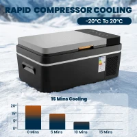 Outsunny 20L Compressor Car Fridge Freezer, Camping Refrigerator with App Control, 12/24V DC and 100-240V AC,(m-4)