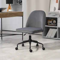 HOMCOM Sedia da Ufficio con Altezza Regolabile e Funzione Dondolo, Rivestimento in Tessuto Vellutato, Grigio(m-10)
