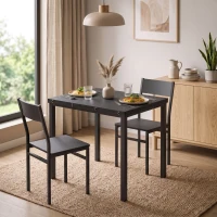 HOMCOM Juego de Mesa de Comedor con Mesa Extensible y Sillas Apilables, Negro(m-4)