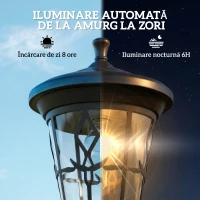 Outsunny Set de 2 Felinare Solare de Grădină 1.86 m, Lămpi de Exterior din Oțel Inoxidabil cu Înălțime Reglabilă, 2 Moduri de Lumină, IP44 Impermeabil pentru Terasă Curte Alei(m-4)