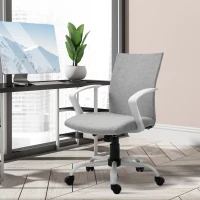 Vinsetto Sedia da Ufficio Ergonomica a Dondolo, Sedia da Studio Girevole, Poltrona Scrivania con Altezza Regolabile in Tessuto, 61x61x89-99 cm, Grigio Chiaro(m-10)