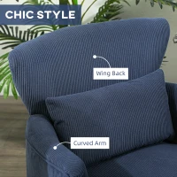 HOMCOM Corduroy Retro Accent Chair - Blue(m-6)