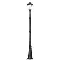 Outsunny 2.4 m Garden Lamp Post Light, LED Solar Powered Patio Path Lighting Lamp with Aluminium Frame, PIR Motion Sensor for Lawn, Pathway, Driveway, Black(m-11)