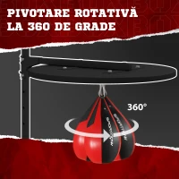 SPORTNOW Punching Ball montat pe perete, cu Speed Bag rotativ la 360° și reglabil pe 7 niveluri de înălțime, negru și roșu(m-6)