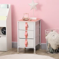 HOMCOM Bedroom Chest of Drawers, Cloth Organizer Unit with Fabric Drawers and Steel Frame, 3 Drawer Dresser, Pink(m-20)