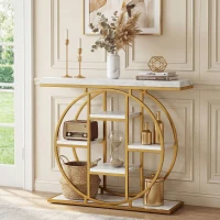 HOMCOM Mesa Consola de Entrada Móvel de Entrada Industrial 6 Prateleiras Armazenamento Tampo 4cm 100 x 30 x 81,5cm Branco(m-5)