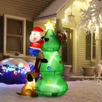 HOMCOM Aufblasbarer Weihnachtsbaum, Weihnachtsdekoration, 1,8 m, inkl. Gebläse, 123 cm x 85 cm x 180 cm, Grün + Rot(m-10)