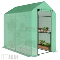 Outsunny Serre de jardin PE étagère 2 niveaux, serre de balcon, bâche renforcée 140 g/m², châssis en acier, 186x120x190cm, vert(m-11)